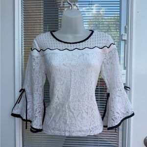 Elegant White Lace Bell Sleeve Top